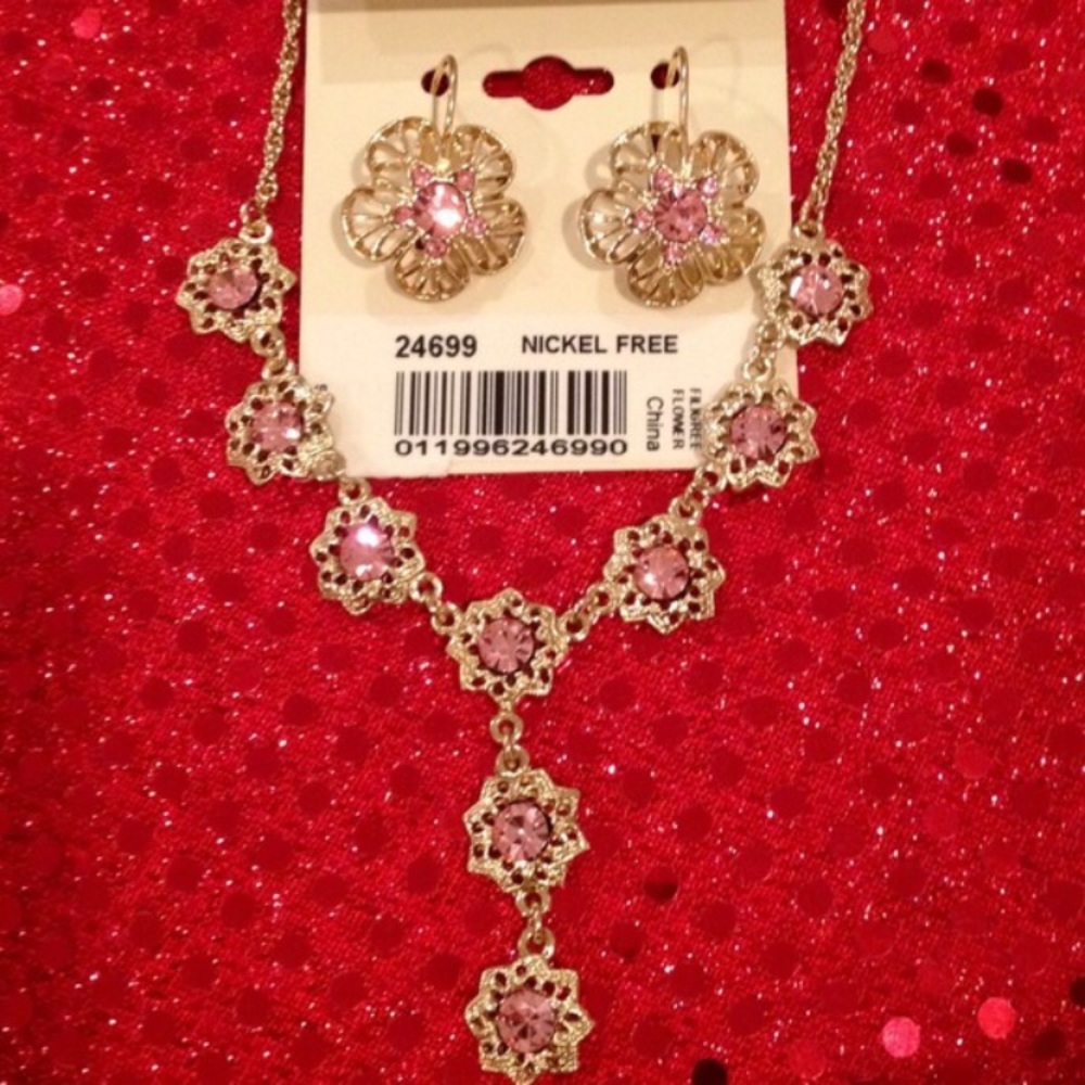 Pink filigree matching set
